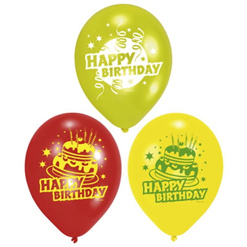 18x stuks verjaardag feest ballonnen Happy Birthday print