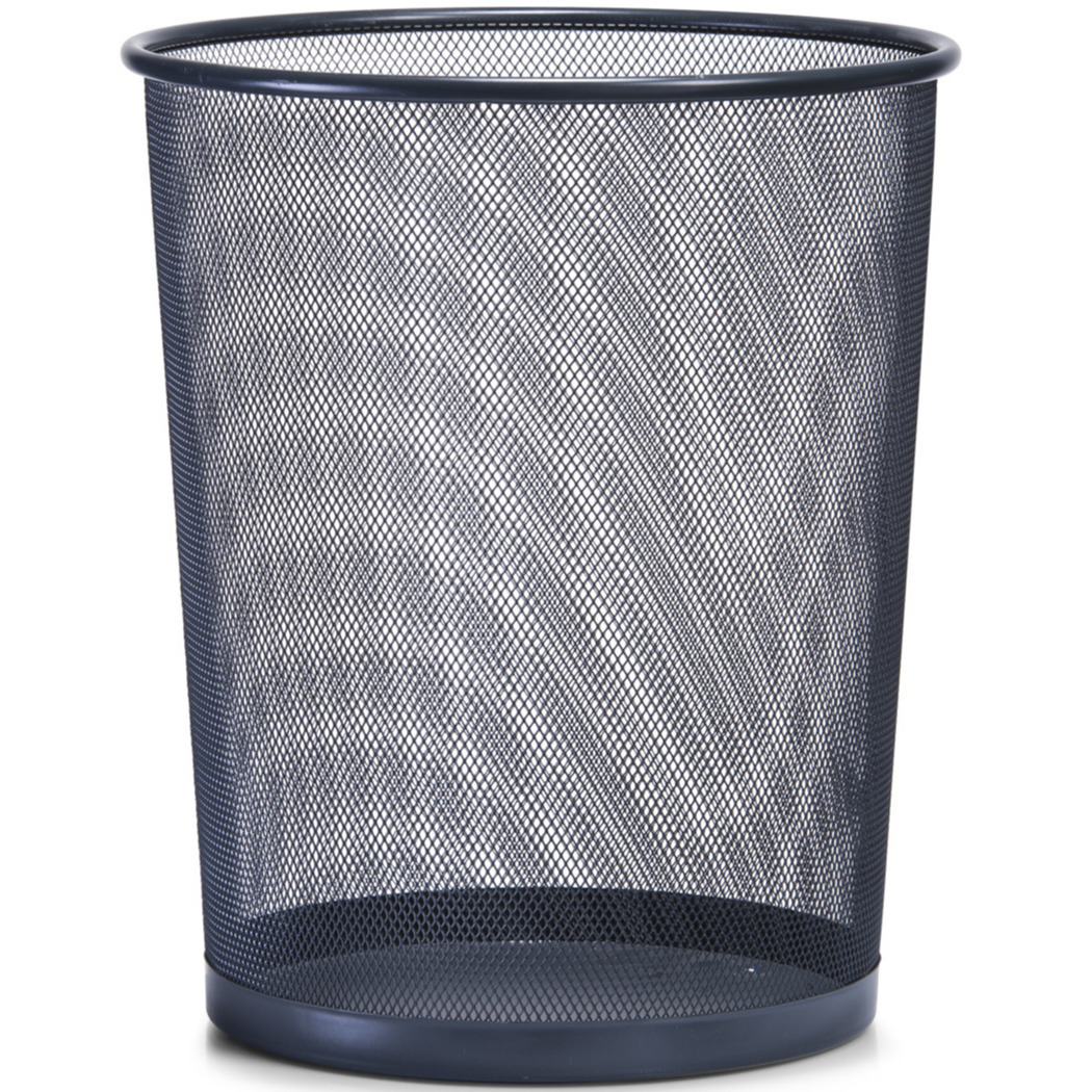 1x Antraciet grijze ronde prullenbak-vuilnisbak van draadmetaal-mesh 29 x 35 cm