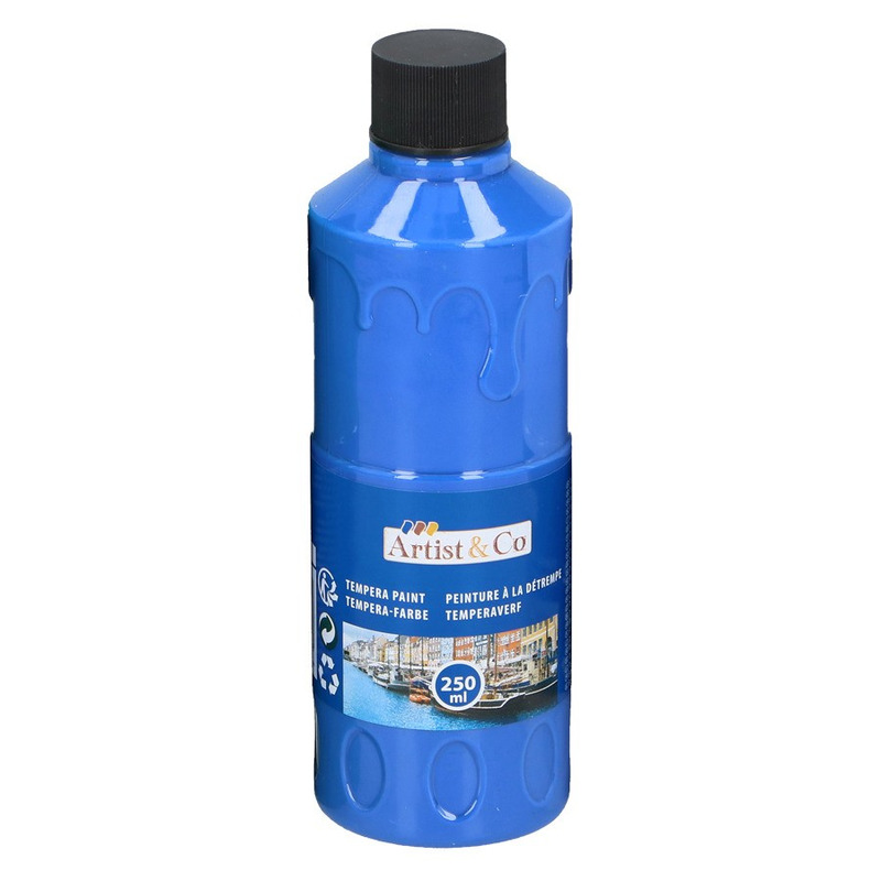 1x Blauwe acrylverf-temperaverf fles 250 ml hobby-knutsel verf