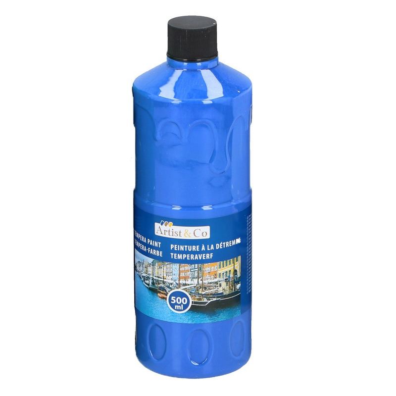 1x Blauwe acrylverf-temperaverf fles 500 ml hobby-knutsel verf