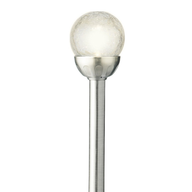 1x Buitenlampen-tuinlampen 30 cm zilver op steker met ronde bol