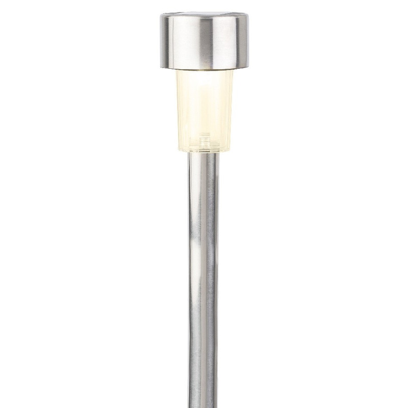 1x Buitenlampen-tuinlampen 36 cm RVS zilver op steker warm wit