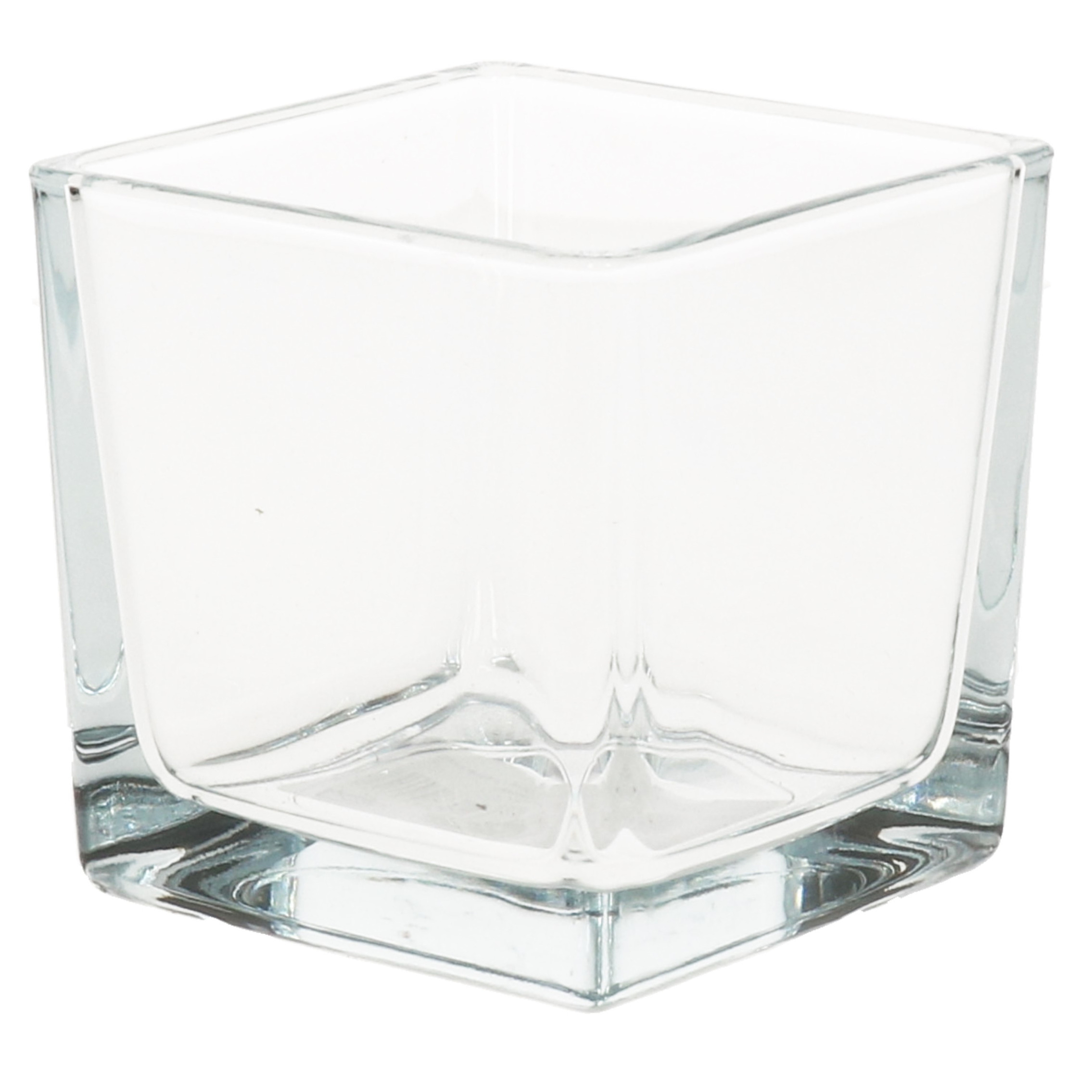 1x Decoratie theelichten-waxinelichten houder 8 x 8 cm vierkant glas