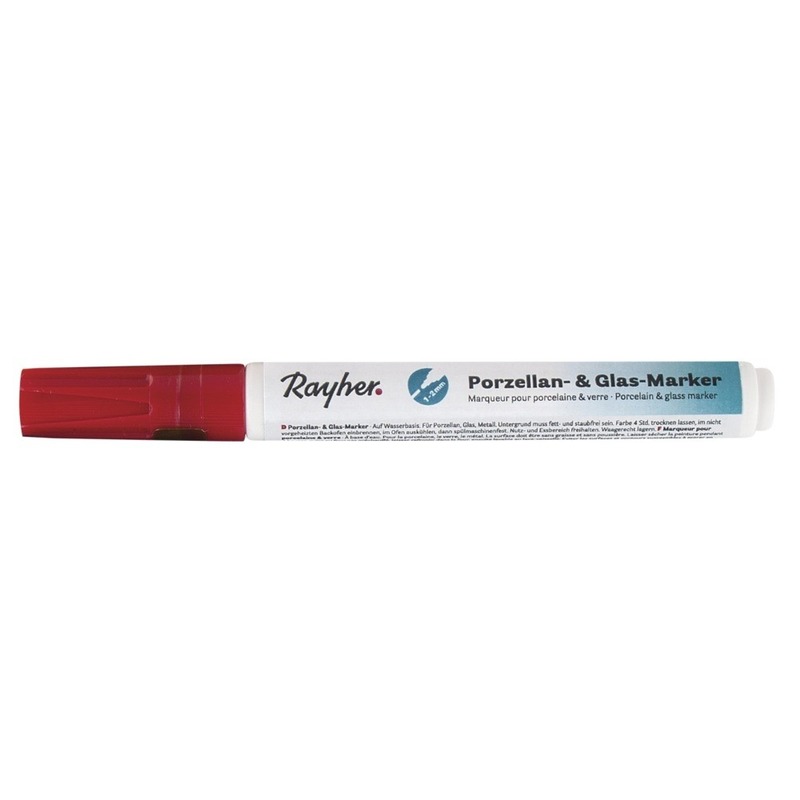 1x Glasstift-porseleinstift-keramiekstift rood 1-2 mm punt hobby materiaal