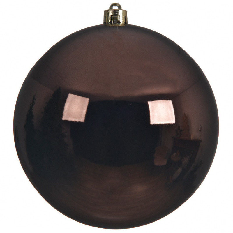 1x Grote raam-deur-kerstboom decoratie donkerbruine kerstballen 20 cm glans