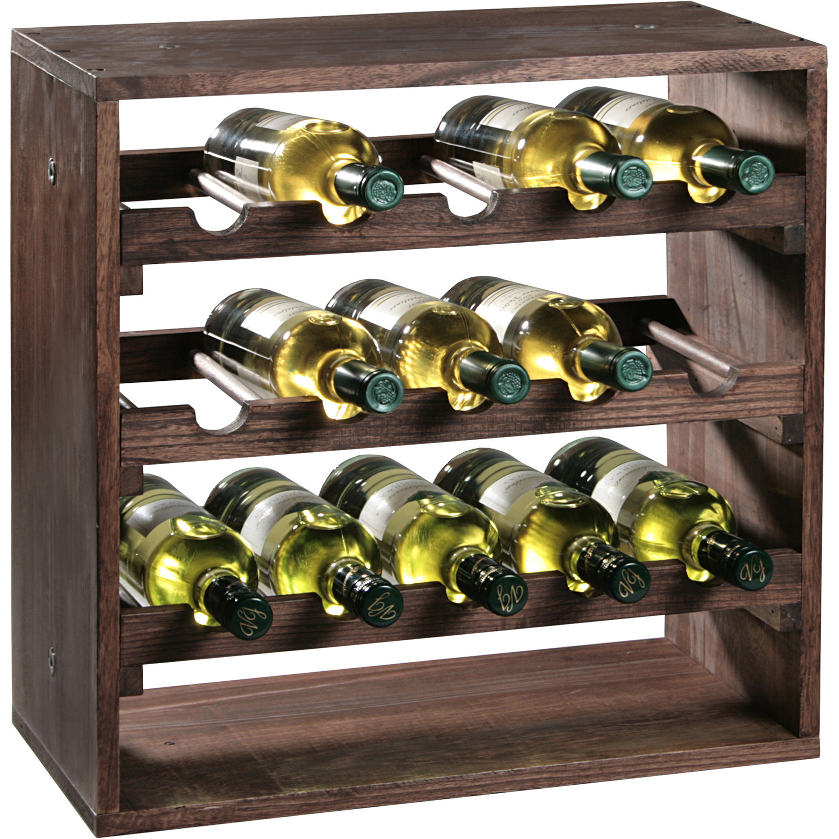 1x Houten wijnflesrek-wijnrekken staand voor 15 flessen 25 x 50 x 50 cm