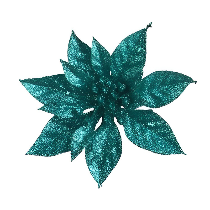 1x Kerstversieringen glitter kerstster emerald groen op clip 15 cm