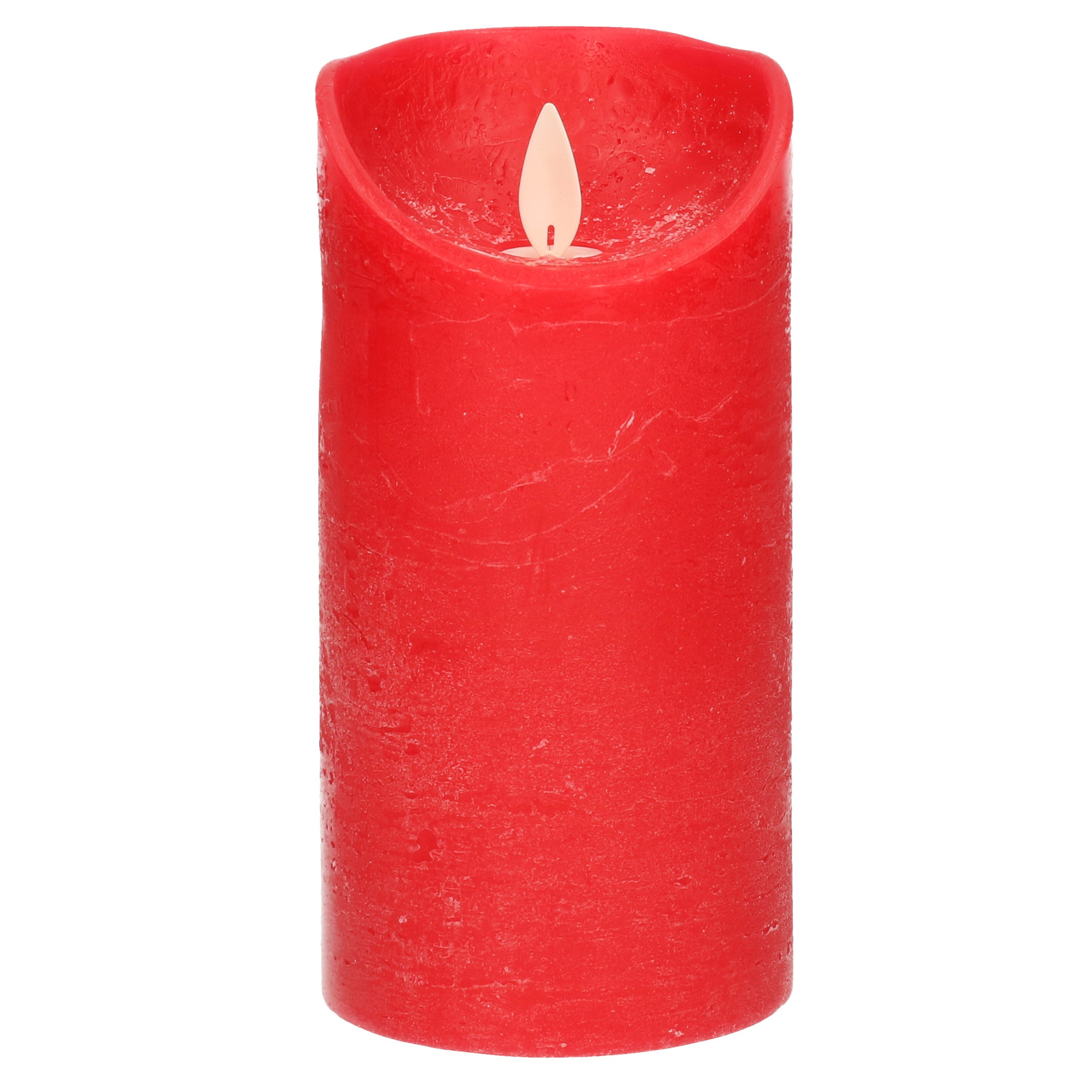 1x LED kaarsen-stompkaarsen rood met dansvlam 15 cm