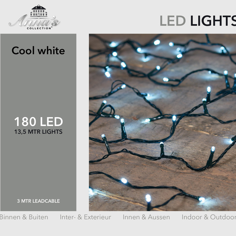 1x LED kerstverlichting 180 lampjes helder wit buiten-binnen
