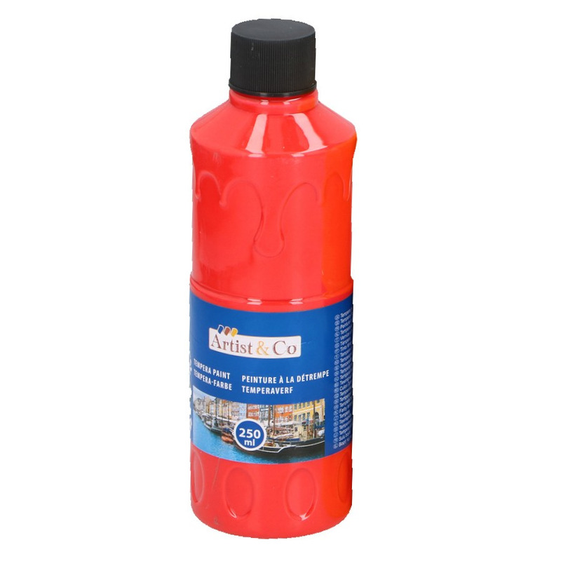 1x Rode acrylverf-temperaverf fles 250 ml hobby-knutsel verf