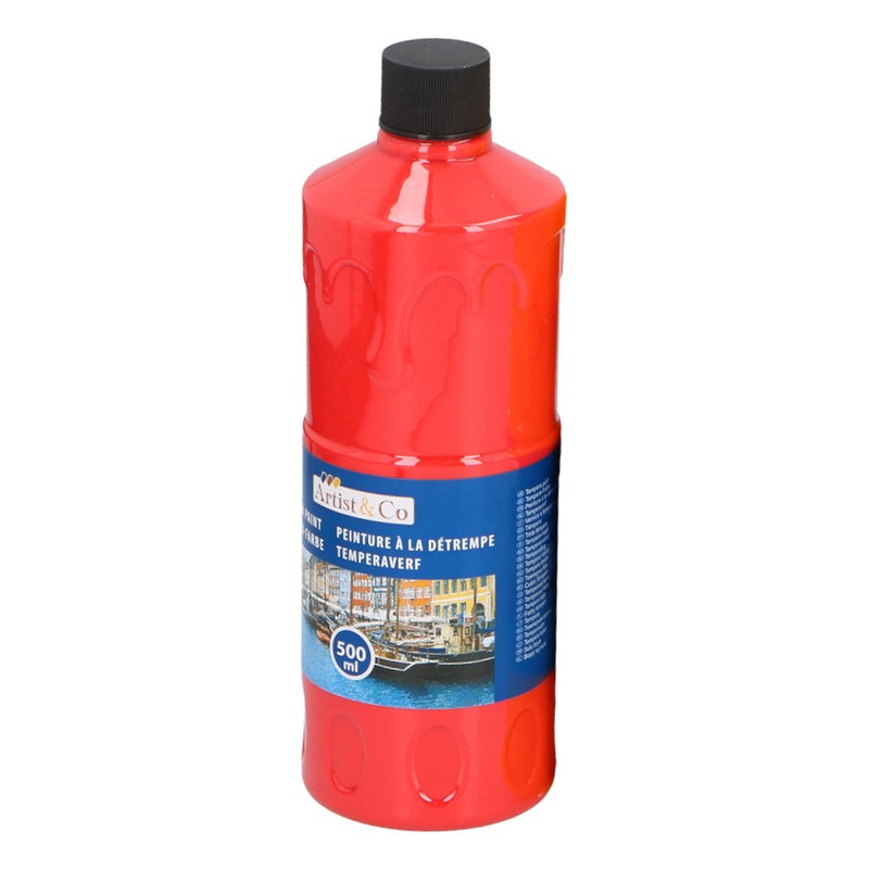 1x Rode acrylverf-temperaverf fles 500 ml hobby-knutsel verf