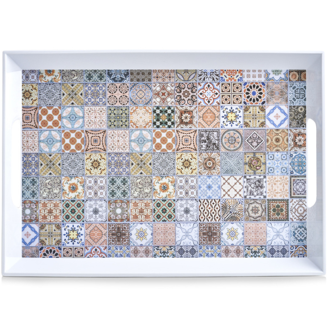 1x Serveerbladen melamine met mozaiekprint 50 x 35 cm