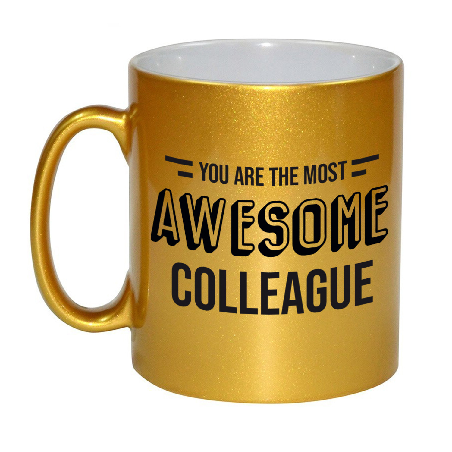 1x stuks personeel-collega cadeau gouden mok-you are the most awesome colleague