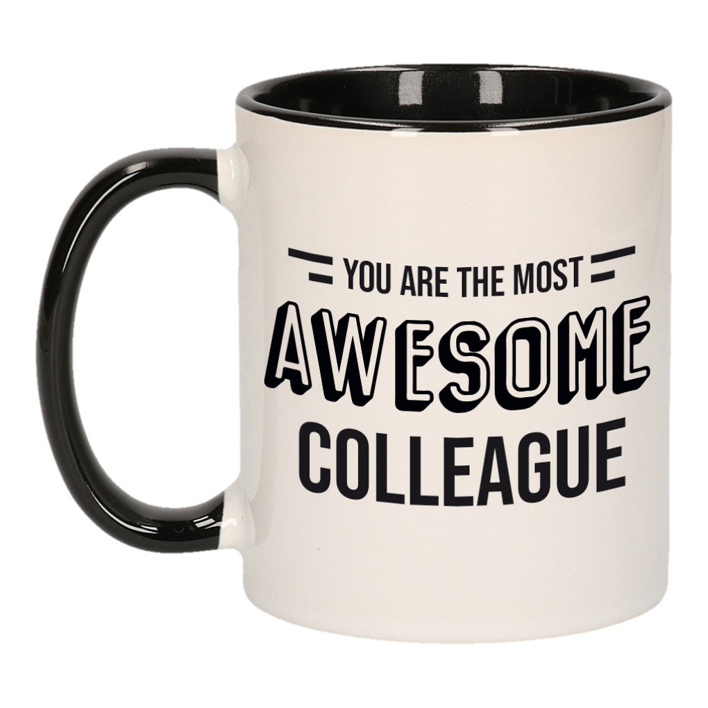 1x stuks personeel-collega cadeau mok zwart-you are the most awesome colleague