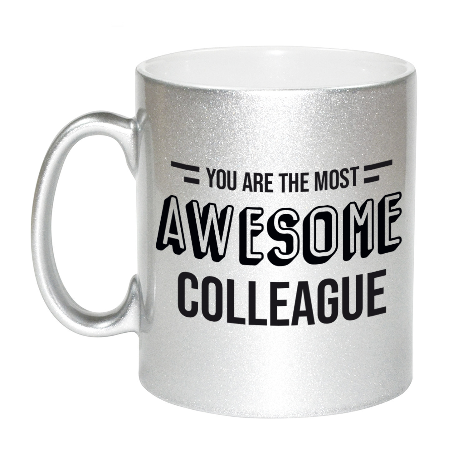 1x stuks personeel-collega cadeau zilveren mok-you are the most awesome colleague