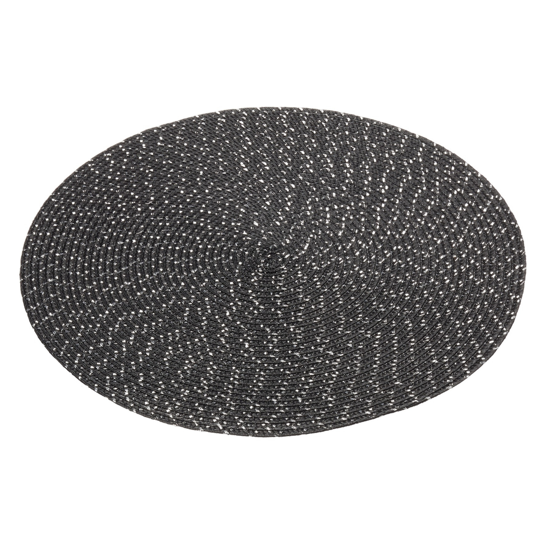 1x Tafelonderleggers-placemats rond zwart met glitter 38 cm