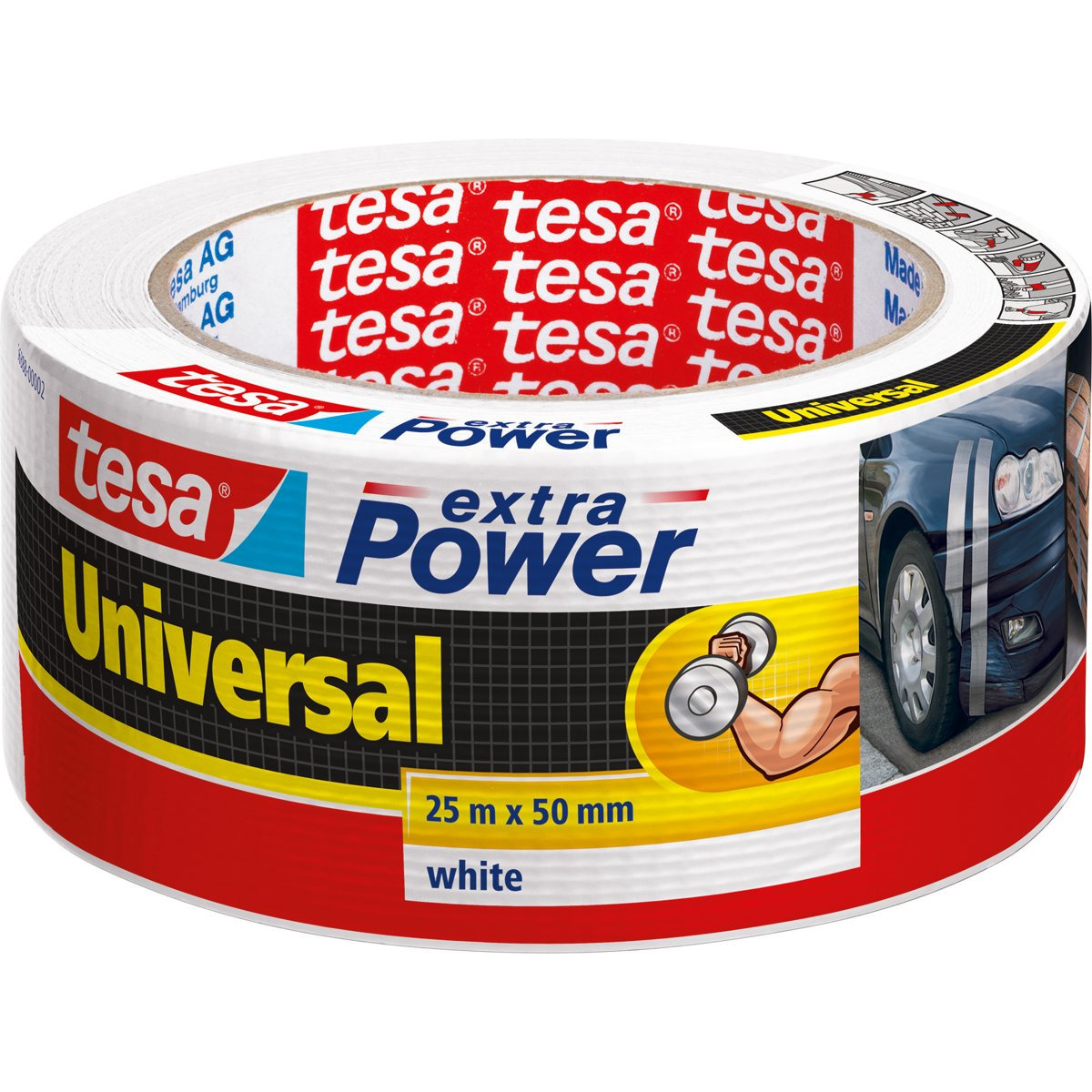 1x Tesa ducttape Extra Power universeel wit 25 mtr x 5 cm