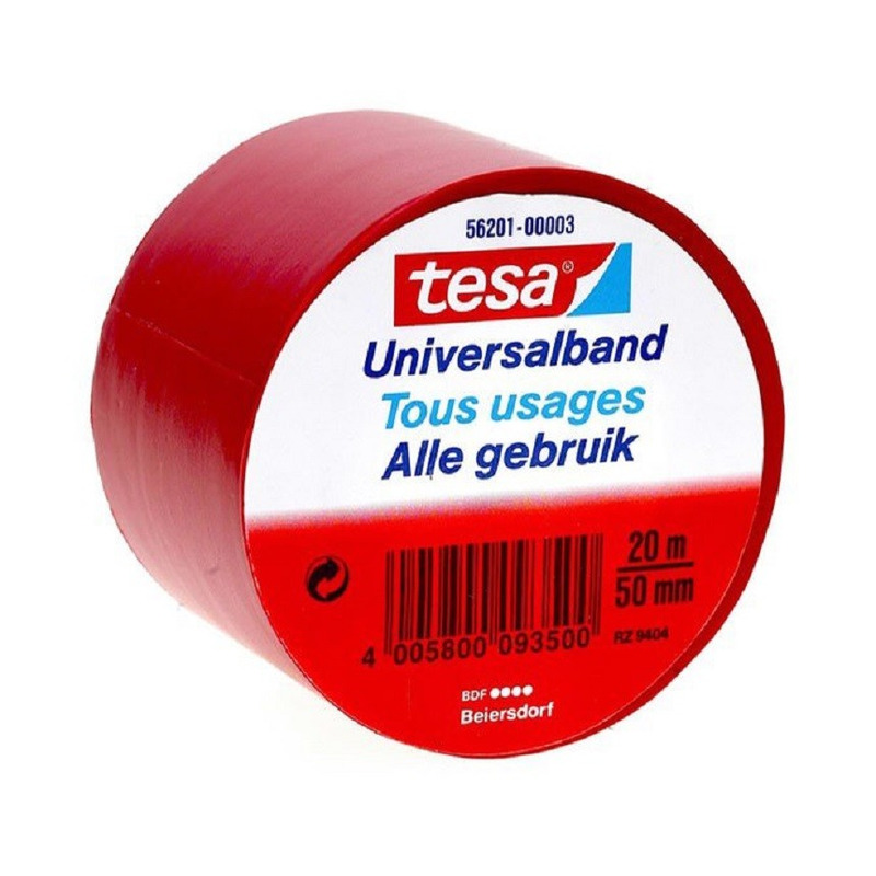 1x Tesa Universalband isolatie tape rood 20 mtr x 5 cm