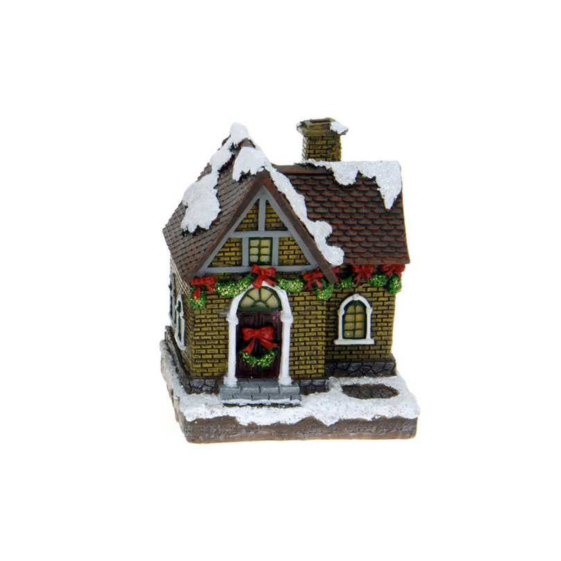 1x Verlichte kerstdorp huisjes-kersthuisjes 13,5 cm