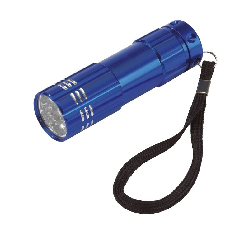 1x Voordelige LED power zaklampen blauw 9.5 cm