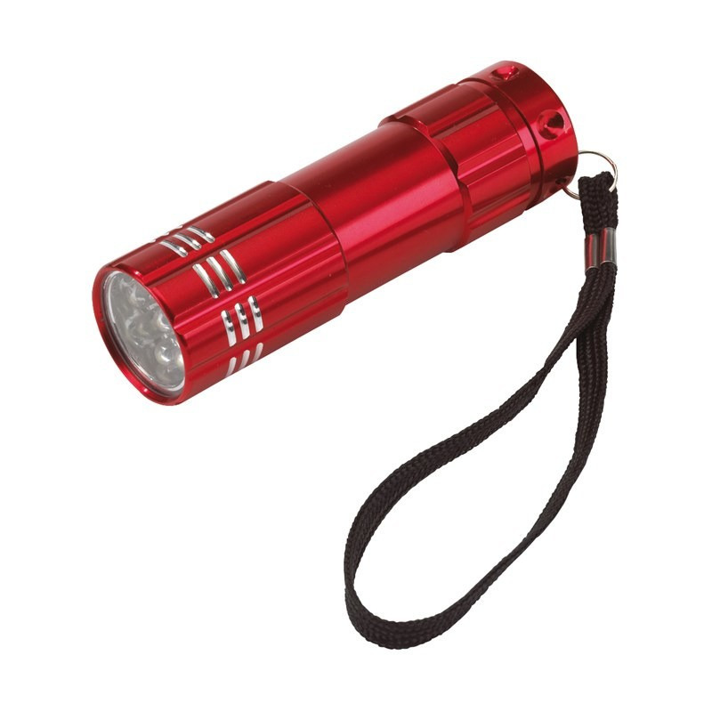 1x Voordelige LED power zaklampen rood 9.5 cm
