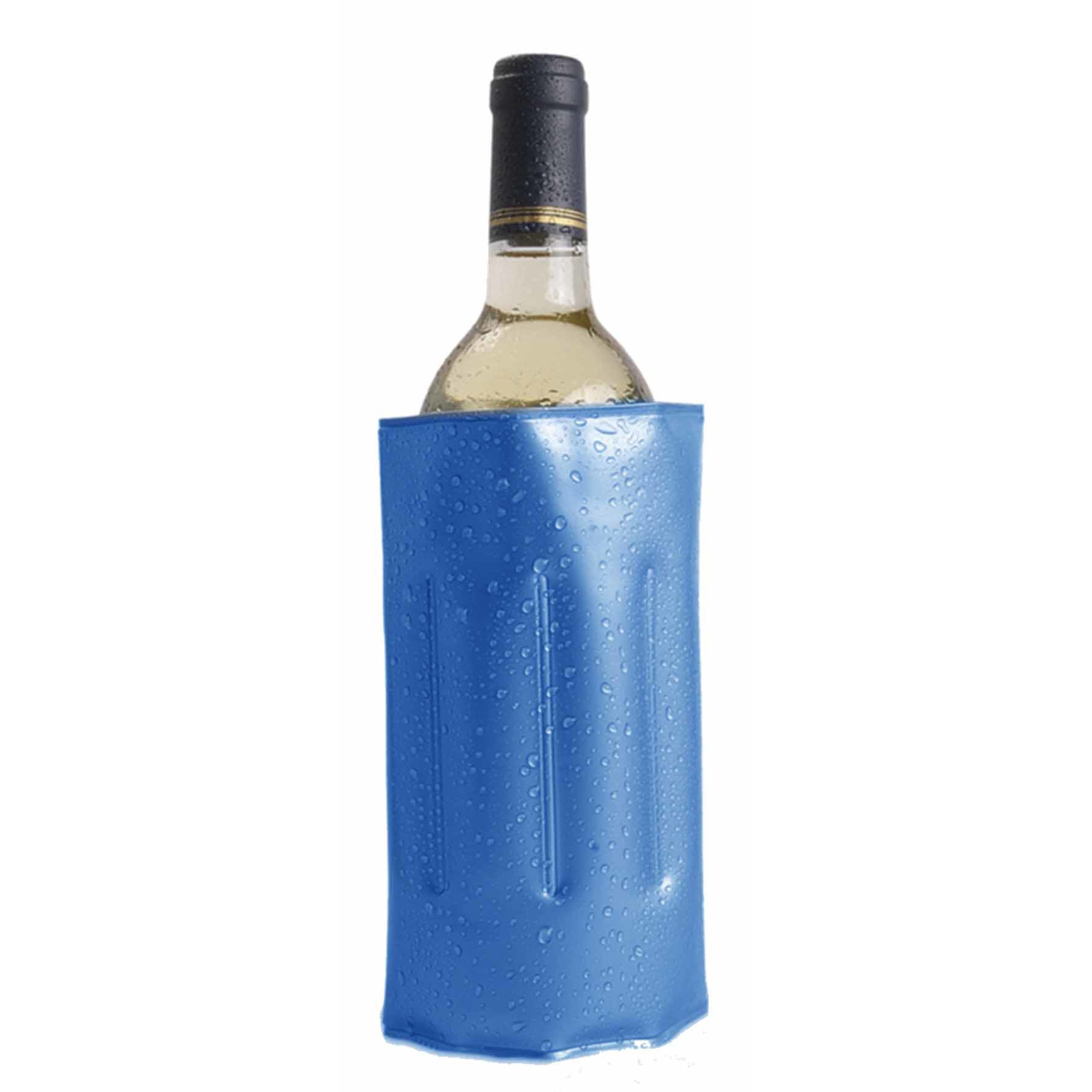 1x Wijnflessen-drankflessen koeler hoes blauw 34 x 18 cm