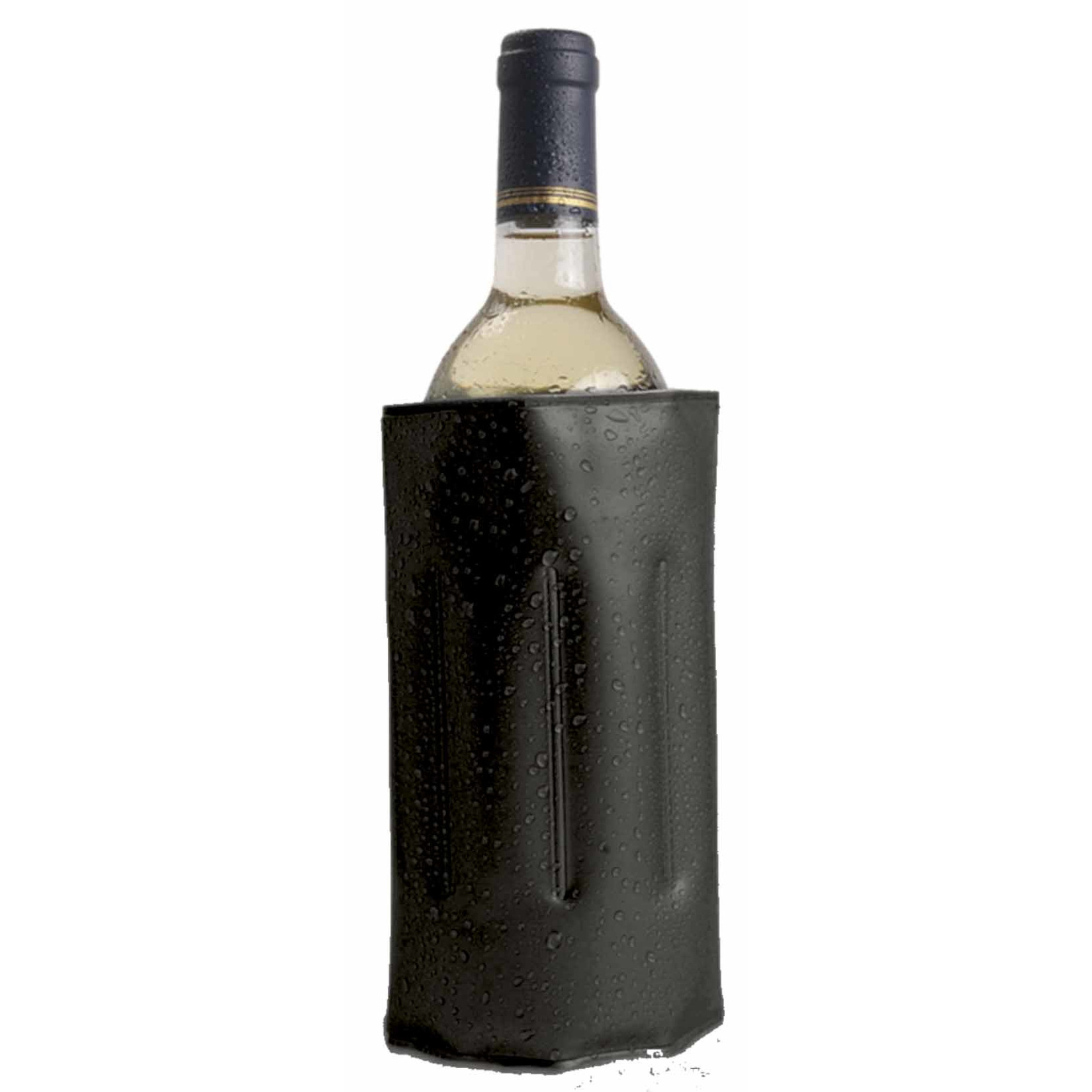 1x Wijnflessen-drankflessen koeler hoes zwart 34 x 18 cm