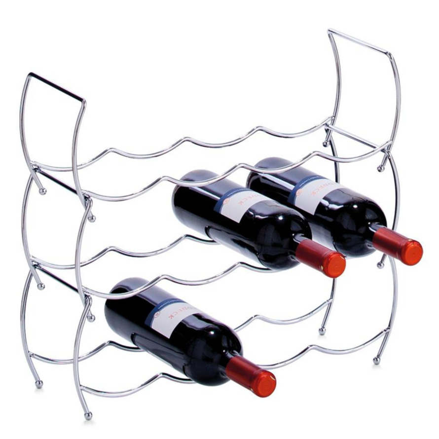 1x Zilver chroom wijnflesrek-wijnrekken stapelbaar voor 12 flessen 42 x 40 cm