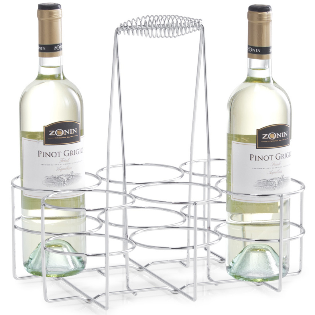1x Zilver wijnflesrek-wijnrekken staand voor 6 flessen 31 cm