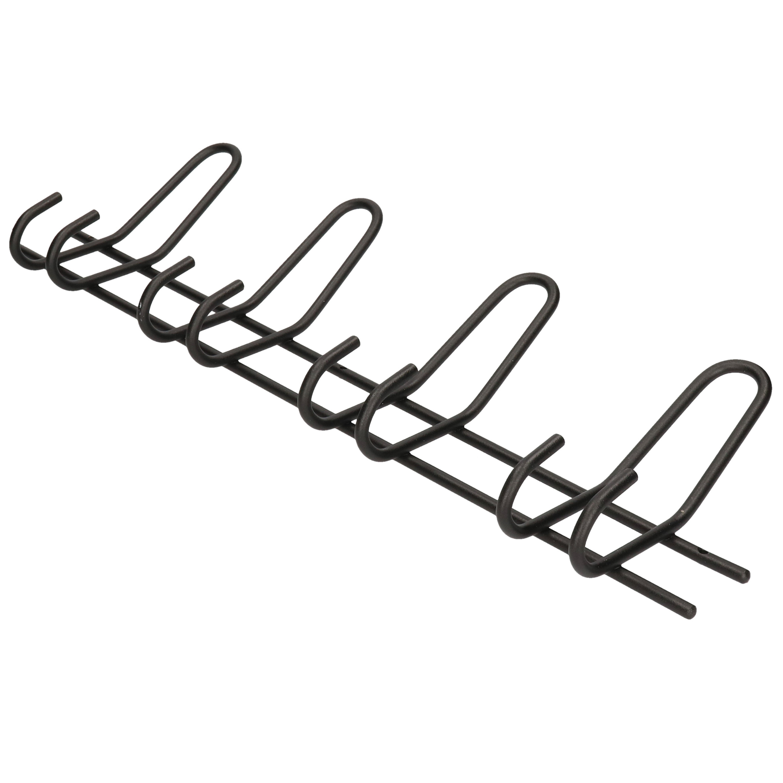 1x Zwarte garderobekapstokken-jashaken-wandkapstokken metalen kapstok met 4x dubbele brede haak 16 x