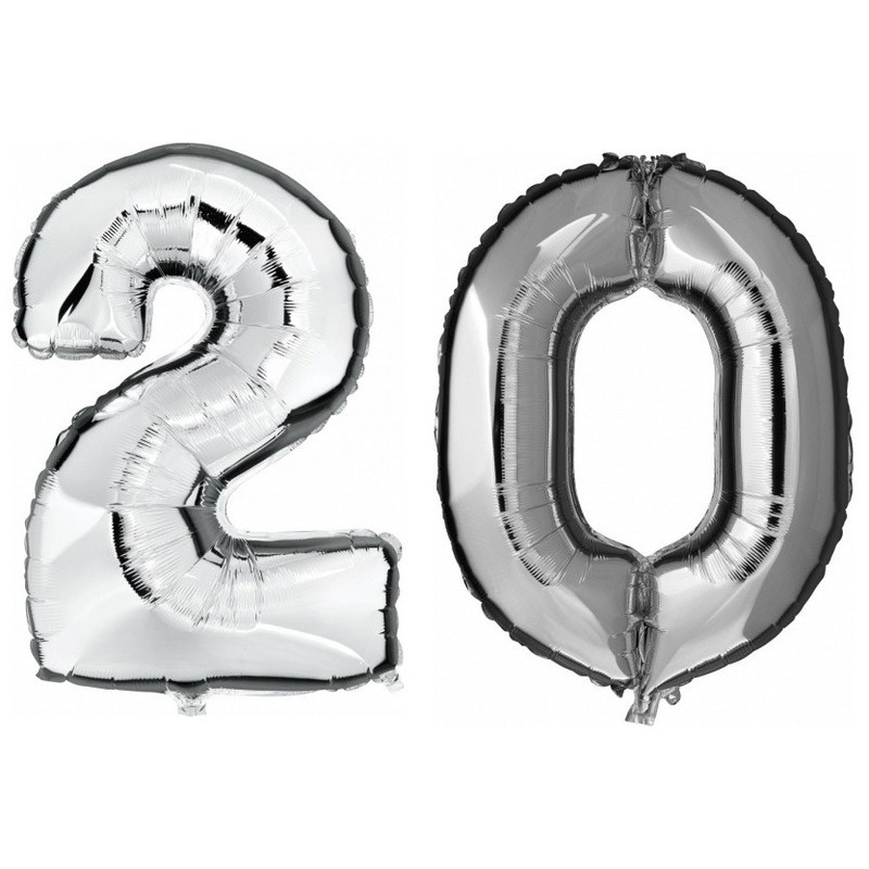 20 jaar leeftijd helium-folie ballonnen zilver feestversiering