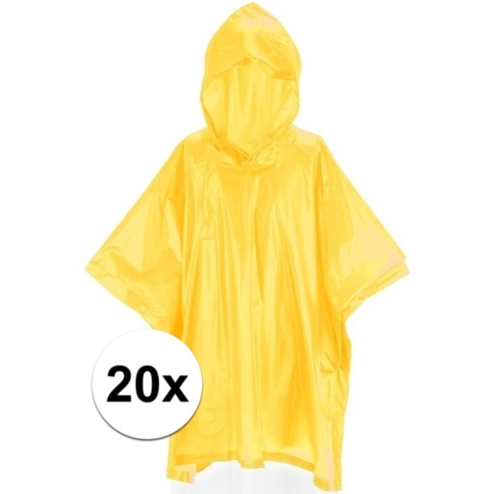 20x Gele regenponcho voor kids