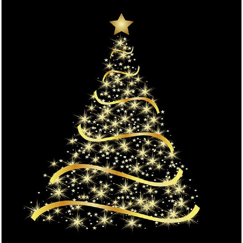 20x Kerstservetten met gouden kerstboom zwart 33 cm