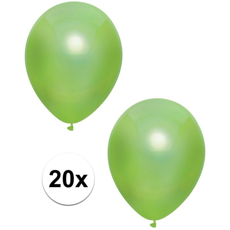 20x Lichtgroene metallic heliumballonnen 30 cm