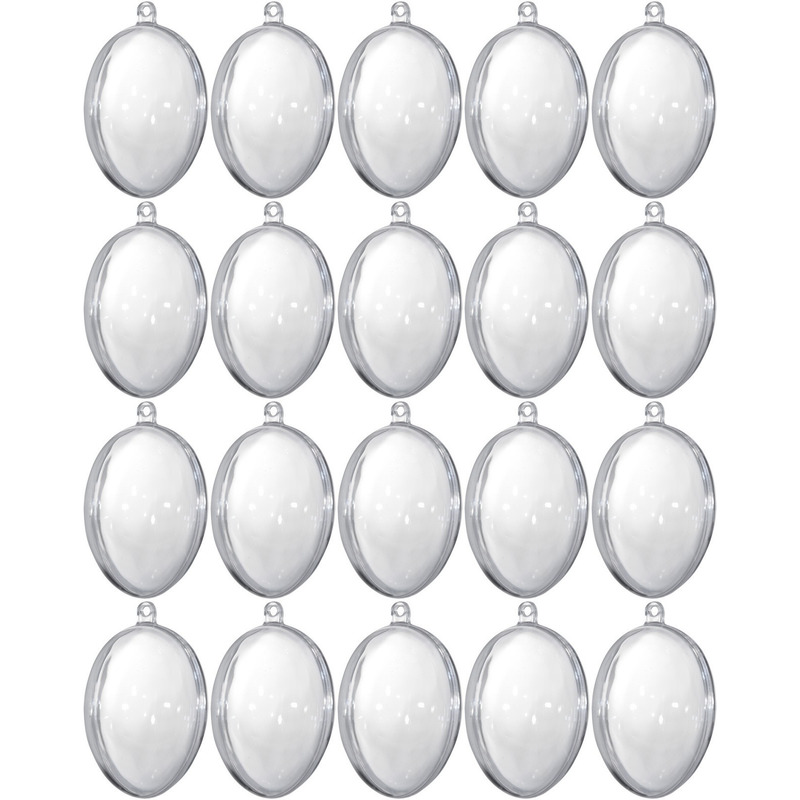 20x Plastic eitjes doorzichtig 6 cm decoratie-versiering