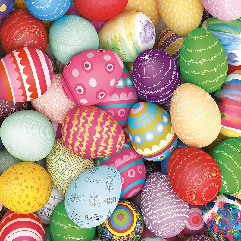 20x Servetten Pasen thema gekleurde eieren 33 x 33 cm