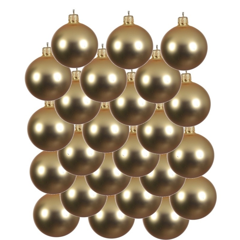 24x Glazen kerstballen mat goud 8 cm kerstboom versiering-decoratie