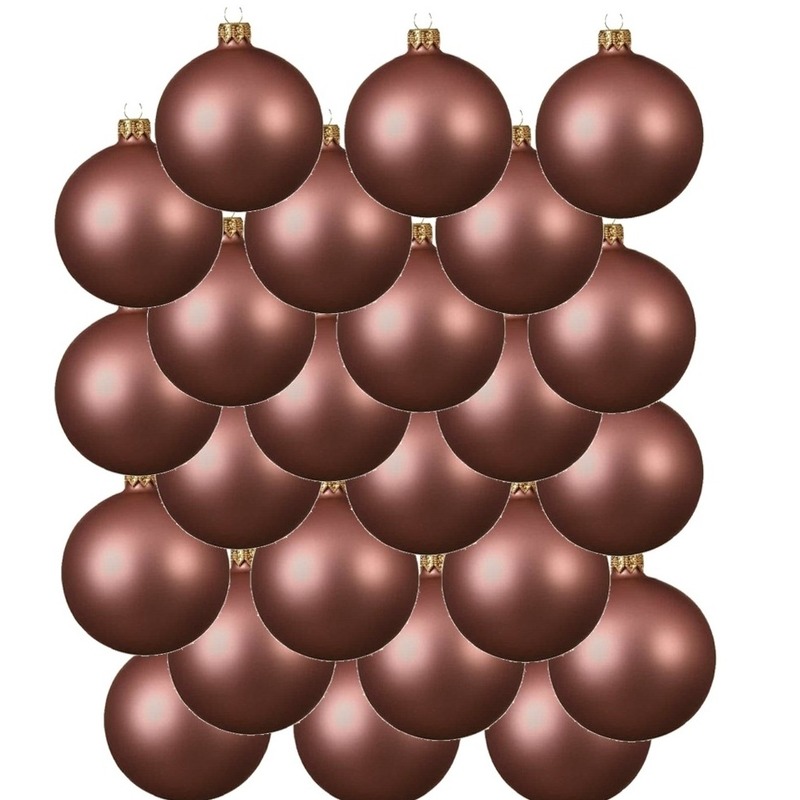 24x Glazen kerstballen mat oud roze 8 cm kerstboom versiering-decoratie