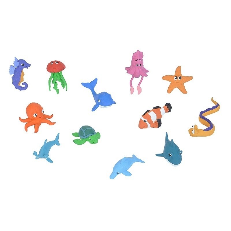 24x Plastic baby zeedieren-oceaan dieren speelfiguren