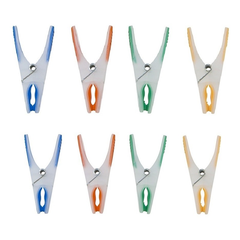 24x Wasgoedknijpers-wasknijpers in verschillende kleuren met sotfgrip
