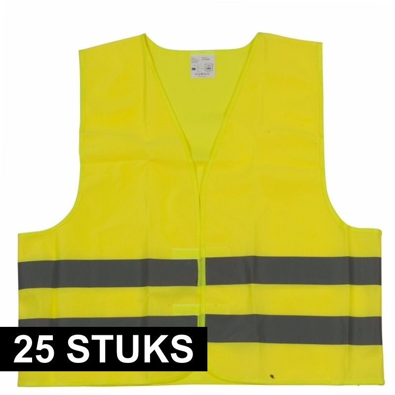 25x Neon geel veiligheidsvest voor volwassenen