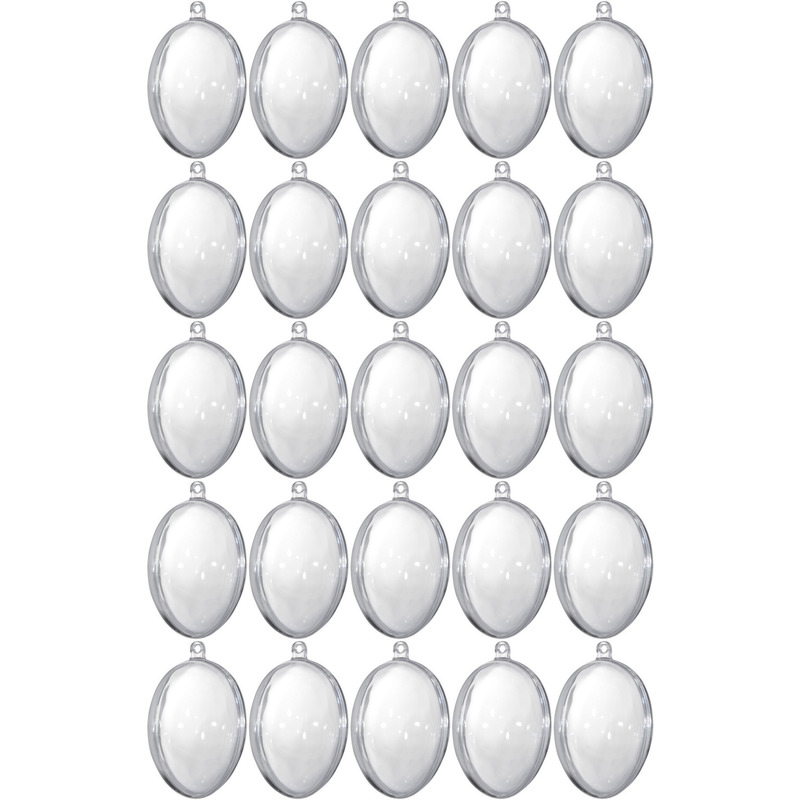 25x Plastic eitjes doorzichtig 6 cm decoratie-versiering