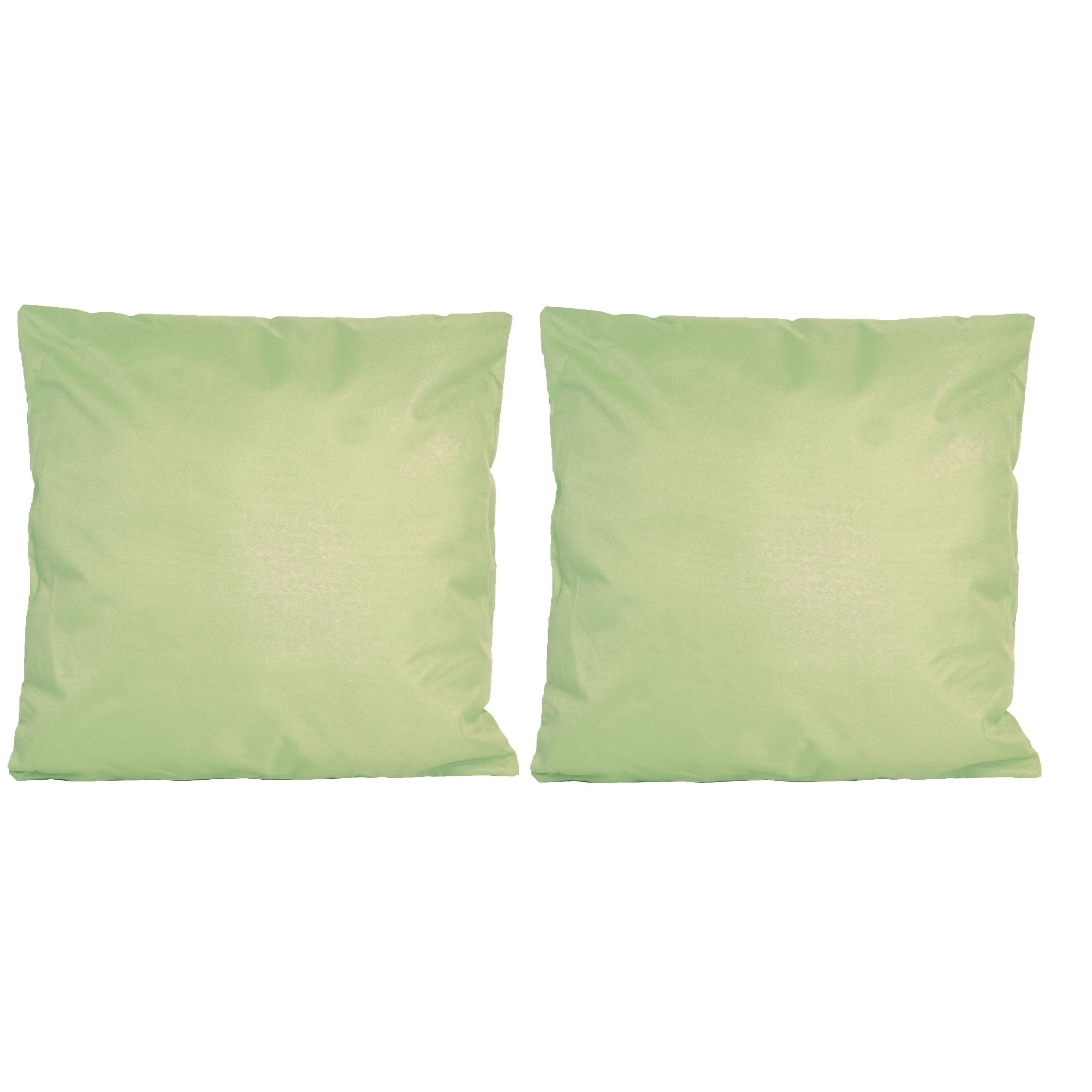 2x Bank-sier kussens voor binnen en buiten in de kleur mint groen 45 x 45 cm