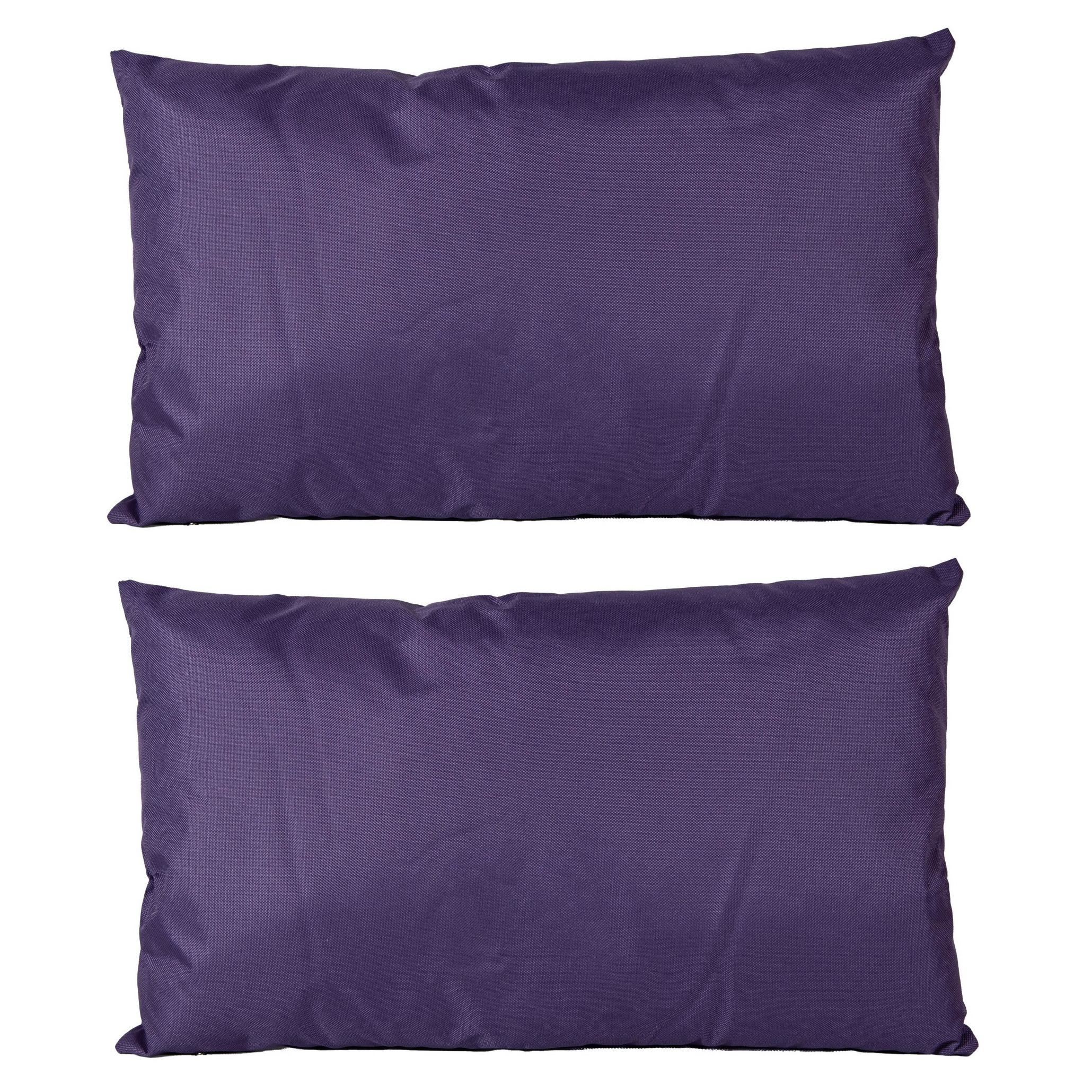 2x Bank-sier kussens voor binnen en buiten in de kleur paars 30 x 50 cm