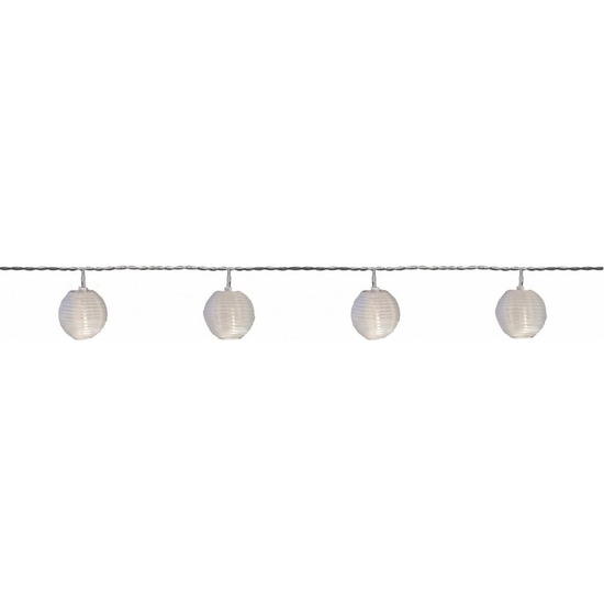 2x Buiten solar verlichting lichtsnoer 2,5 meter met warm witte LED lampjes en lantaarns-lampionnen