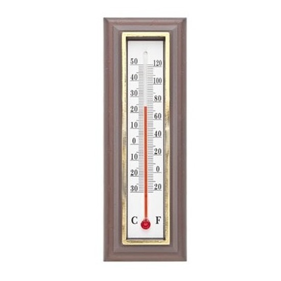 2x Buiten thermometers donkerbruin 5 x 16 cm