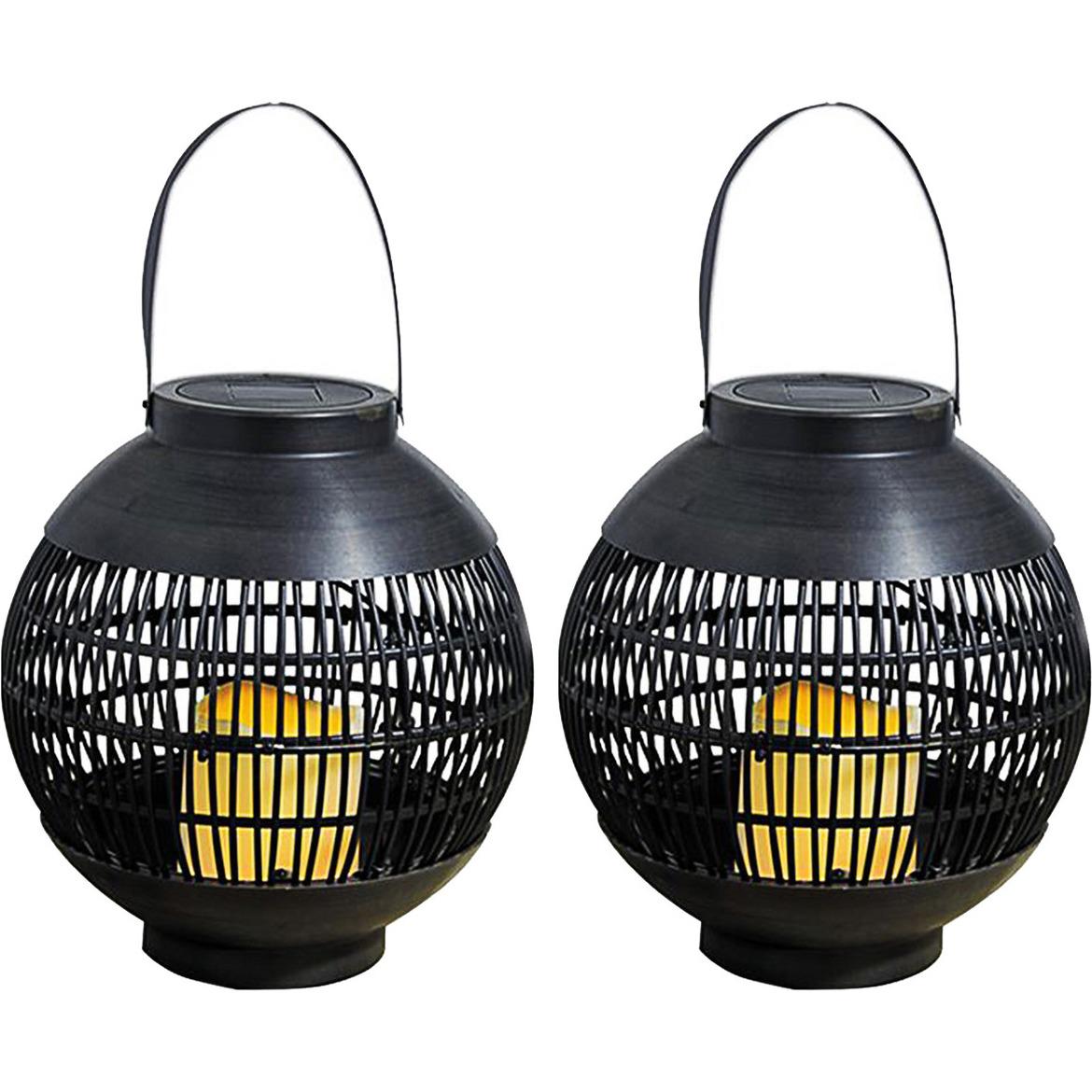 2x Buitenlamp-tuinlampsolar tuin lantaarns zwart op zonne-energie 23 cm
