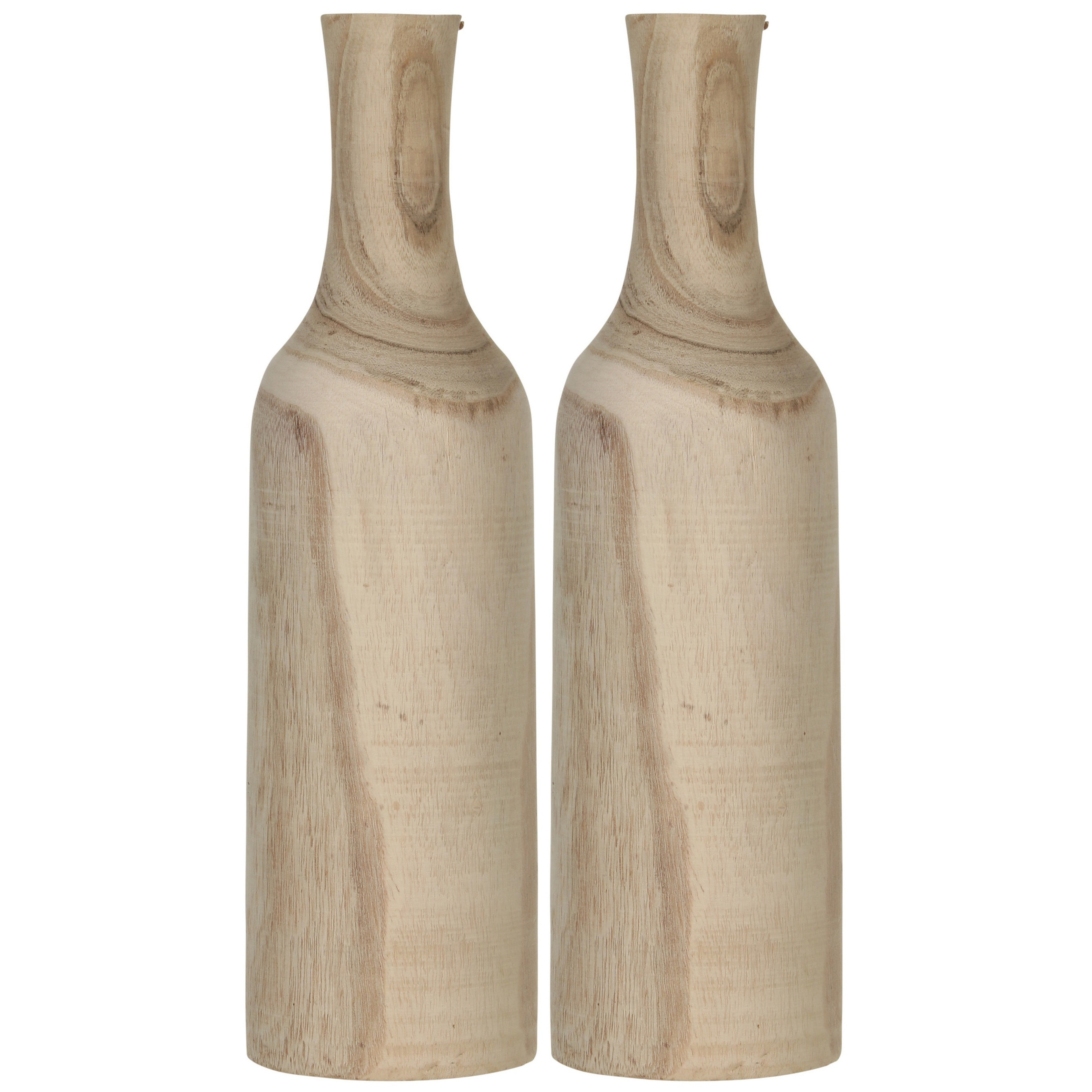 2x Decoratie fles vaas-vazen van hout 47 x 14 cm bruin