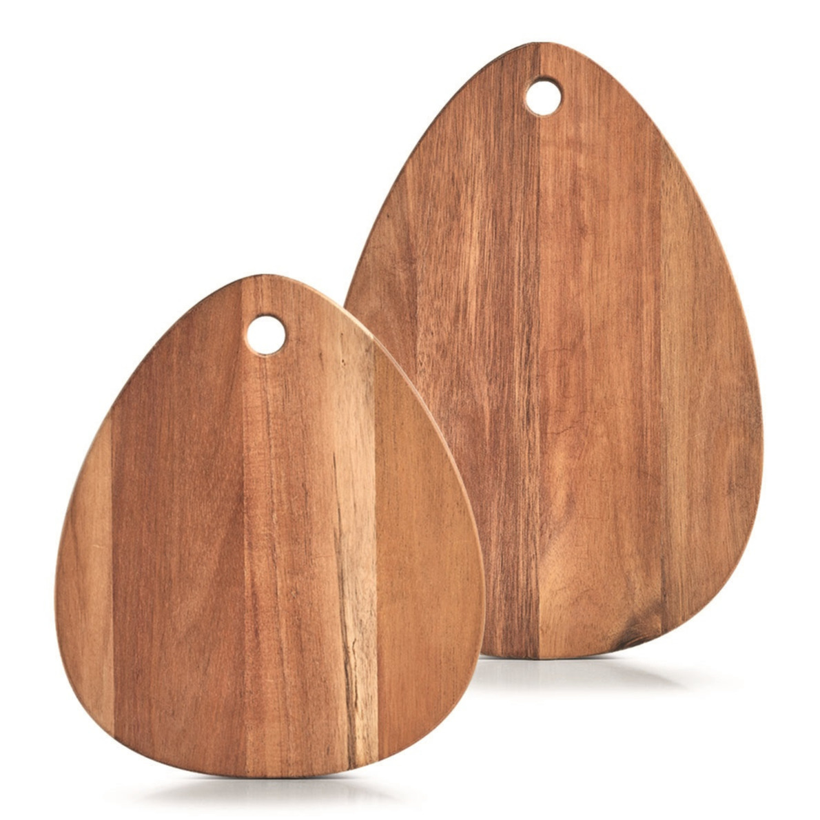 2x Druppelvormige houten snij-serveerplanken 30-40 cm