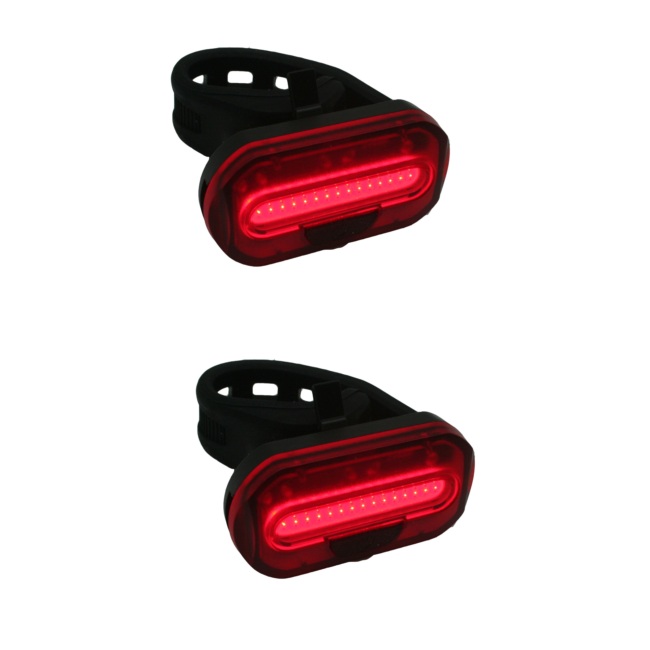 2x Fietsverlichting batterijachterlichten-fietsachterlichten met 1 heldere COB LED zadelpen-frame be